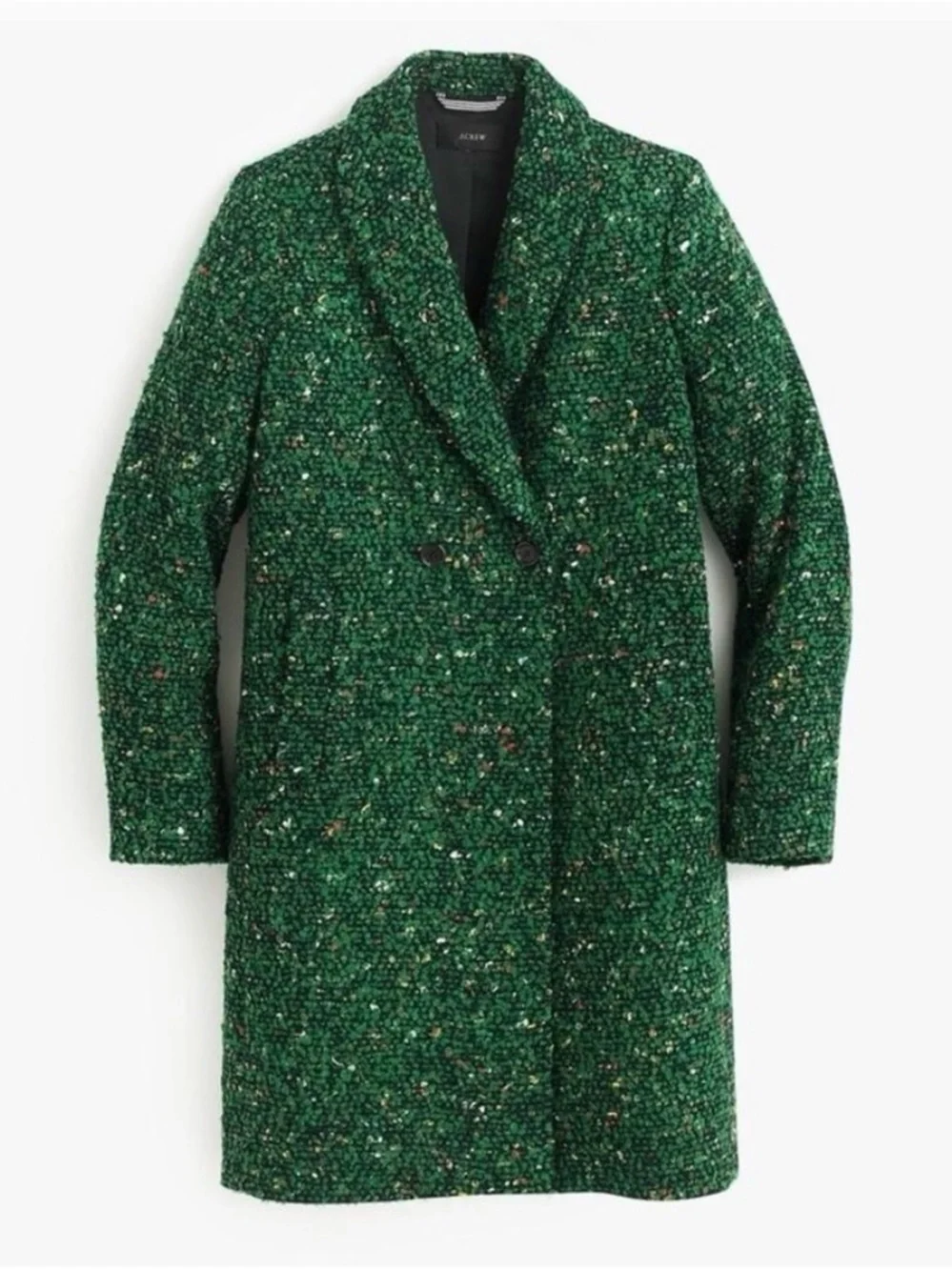 J. Crew Collection Daphne Wool Green Tweed Double-Breasted Pea Coat - Picture 5 of 14